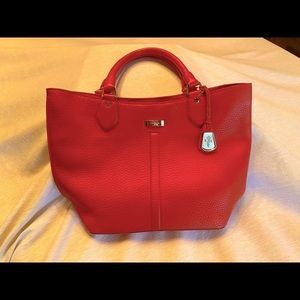 Cole Haan Large Shoulder Bag in Orange Pebble Leather